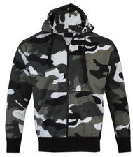 Mens Army Military Camo Camouflage Zip Hoodie Hooded Jacket Fishing S-XXL