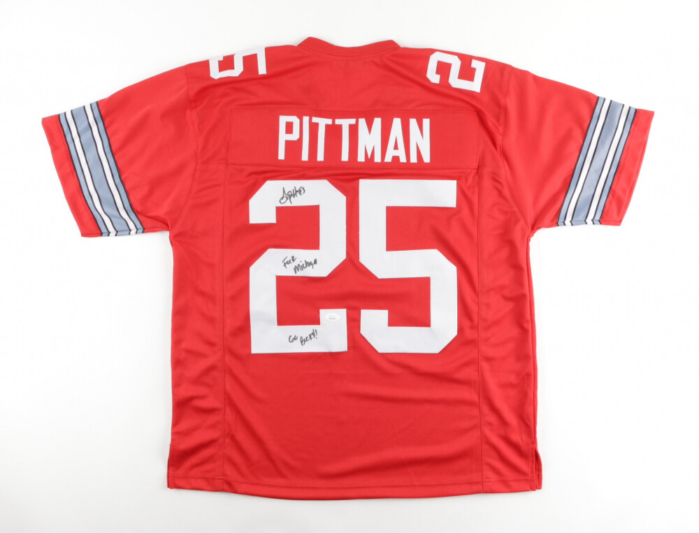 Antonio Pittman Autographed Signed Ohio State Buckeyes Ohio State Jersey Inscibd "F*** Michigan & Go Bucks (JSA) 