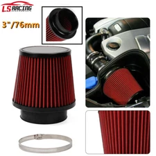 Red 3" 76mm High Flow Inlet Cleaner Dry Filter Cold Air Intake Cone Replacement