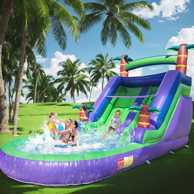 Large Commercial PVC Inflatable Bounce House Tropical Water Slide for Adult Kids