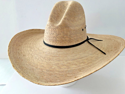 Ivory 5'' Brim Gus VTG Palm Leaf Laredo Western Cowboy Hat Size 6 3/4 Brand New