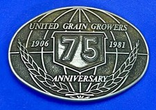 United Grain Growers 75 Years 1906-1981 Farming Commemorative Belt Buckle