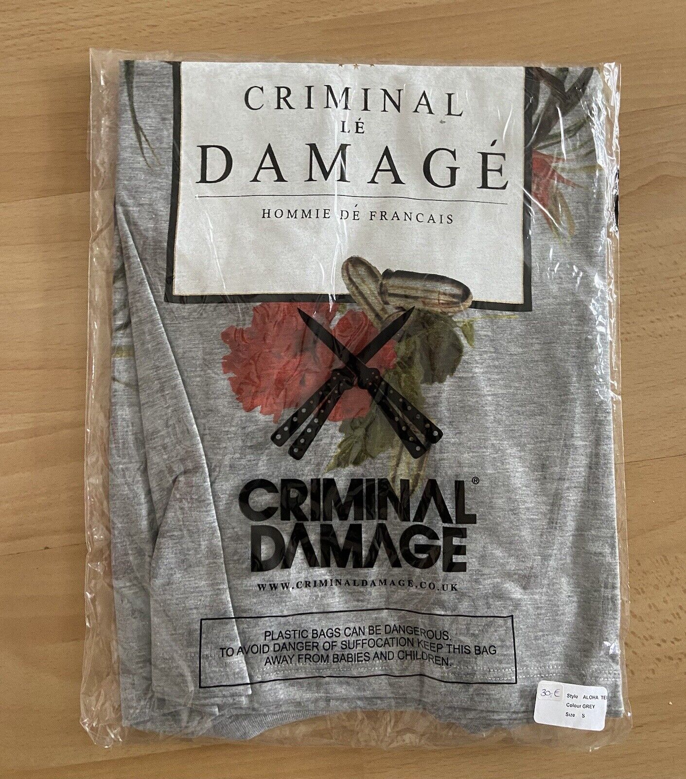 Criminal Damage Aloha Tee T-Shirt grau Größe XL NEU
