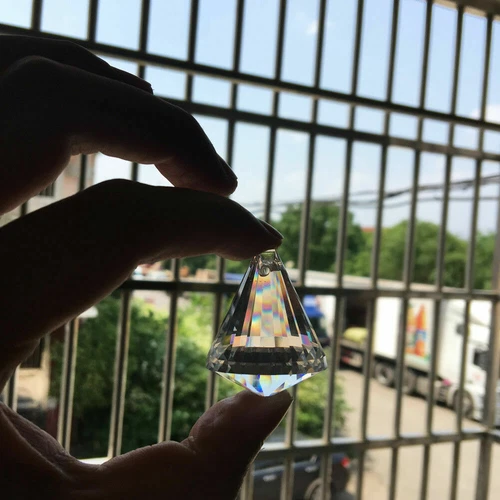 5Pc SUNCATCHER Chandelier Diamond Glass Cone Crystal Lamp Prism Hanging Pendant - Picture 6 of 6
