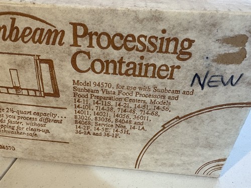 NOS Sunbeam Processing Container 94570 for Food Processors 14-11, more 2.5qt - Picture 3 of 7