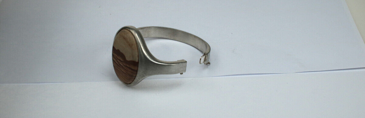 Bracelet 925/000 Silver with "Landscape Jasper", … - image 5