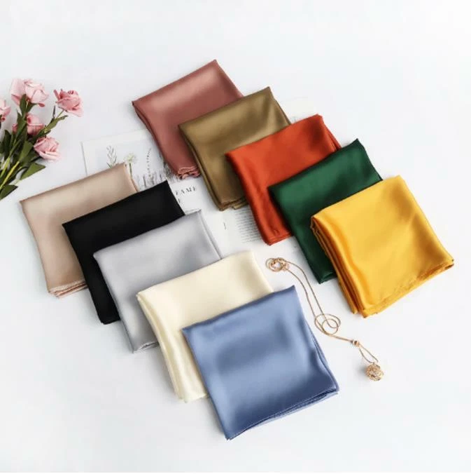 Solid Color Women 28" x 28" Square Silk Large Scarf Wrap Shawl Stole Scarves - Imagem 2 de 4