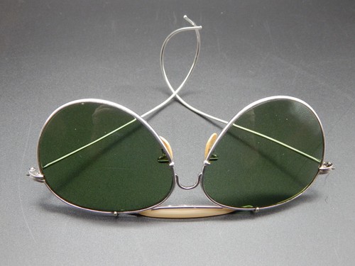 Vintage Rochester Optical Ful-Vue Nickel Plated Frame WWII Aviator Sunglasses - Picture 4 of 10