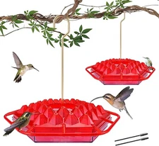 Hummingbird Feeders for Outdoors Hanging Ant Bee Proof 30 Feeding Ports 14oz-2PK