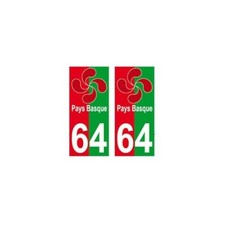 64 Lauburu croix basque fond rouge vert autocollant plaque - Angles : arrondis