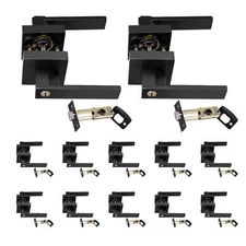 12PCS Privacy Door Handle Matte Black Square Door Lever Interior With Keys