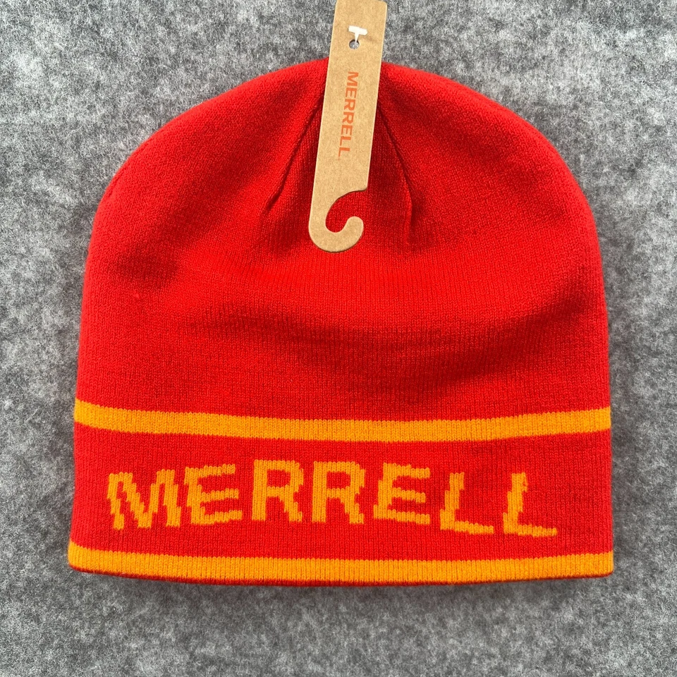 Gorro Merrell Reversible Rojo Gris Nuevo con Etiquetas Adulto Unisex Talla Única Skullie Calavera Gorra Foto 4 de 4