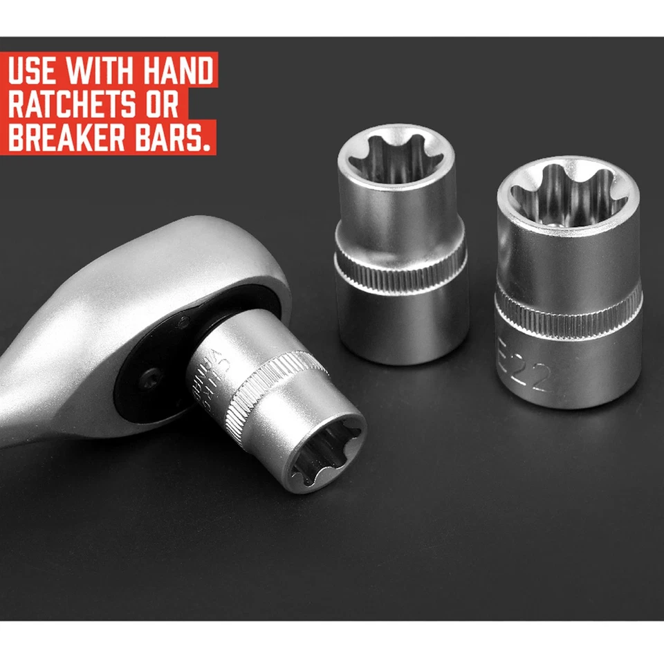 14pc E Torx Star Bit Female E Socket Set In Storage Case 1/4" 3/8" Drive Socket - Image 4 of 4