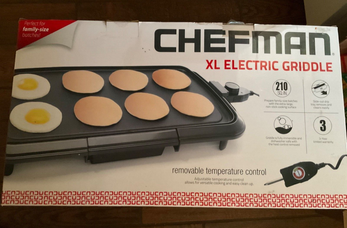 Chefman XL Electric Griddle with Removable Temperature Control, Immersible  New