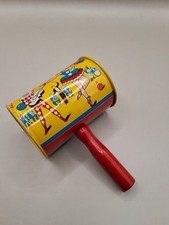 Vintage Kirchhof Litho Tin Noise Maker Life of the Party Products Wooden Handle