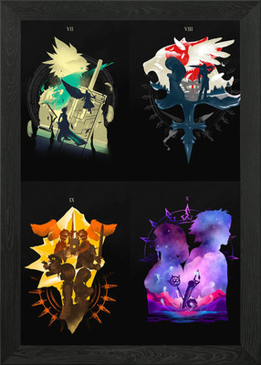 Final Fantasy Set Framed Wall Art Poster Canvas Print Picture