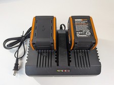 WORX WA3884 Dual Battery Charger w/ 2 WA3674 20V 4.0Ah Batteries Tested