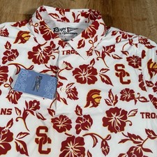 NEW Reyn Spooner USC Trojans Mens Small Aloha Performance Golf Polo Shirt Red