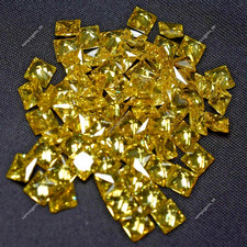 21 Pcs Natural Yellow Sapphire CERTIFIED Square Shape Loose Gemstone 5x5 MM Lot