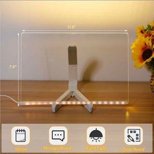 2x Acrylic Dry Erase Board with LED Light up Stand, 11.75" x 7.5" Clear - NEW