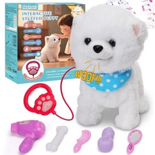 Plush Toy Puppy, Walking/Barking/Repeating/Tail Wagging, Realistic Electronic...