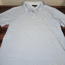Tommy Hilfiger Polo Shirt Mens XL Blue Short Sleeve Custom Fit Casual