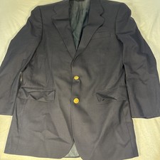 Vintage Chaps Ralph Lauren 100 Wool Gold Buttons Navy Blazer Mens Sz 40T