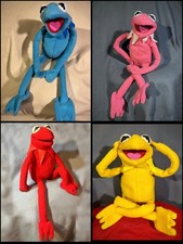 4 KERMIT RARE PUPPETS MUPPETS PINK YELLOW BLUE RED HAND CRAFTED RANA RENE toys