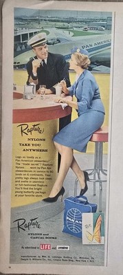 1961 Women's Rapture Nylons Stockings Hosiery Pan American Stewardess Ad