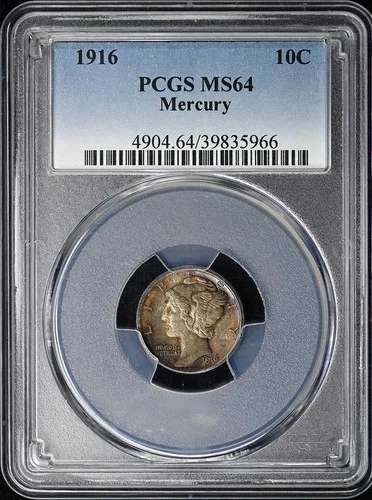 1916 10C Mercury Dime PCGS MS64