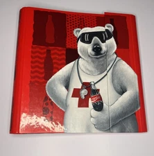 1995 Vintage Coca Cola Three Ring Binder, 3 Vintage Folders Inside