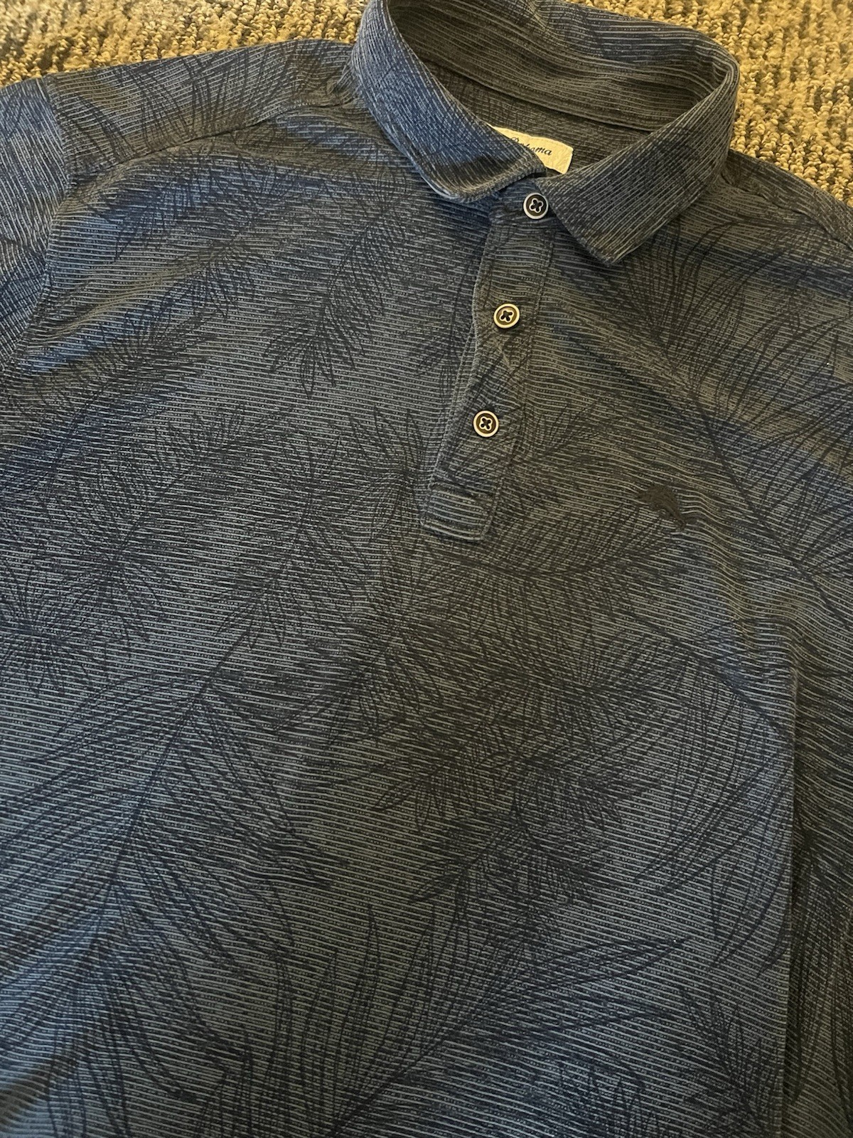 Vintage 90s Tommy Bahama Shirt Tropical Palm Frond Tencel Miami Polo L Resort