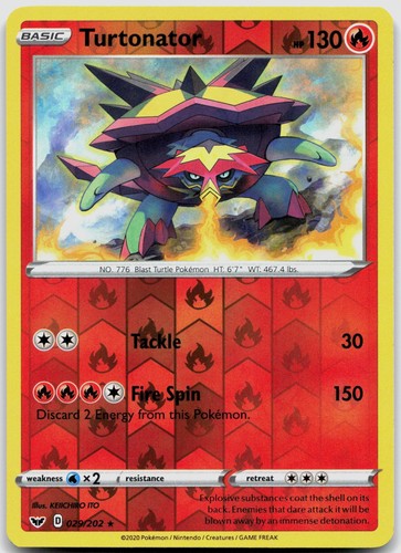 Turtonator 029/202 SWSH01: Sword & Shield Base Set POKEMON TCG Rare