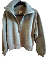 Varley Roselle Quarter Zip Lily Pad Sherpa Fleece Jacket Size Medium Ribbed Trim