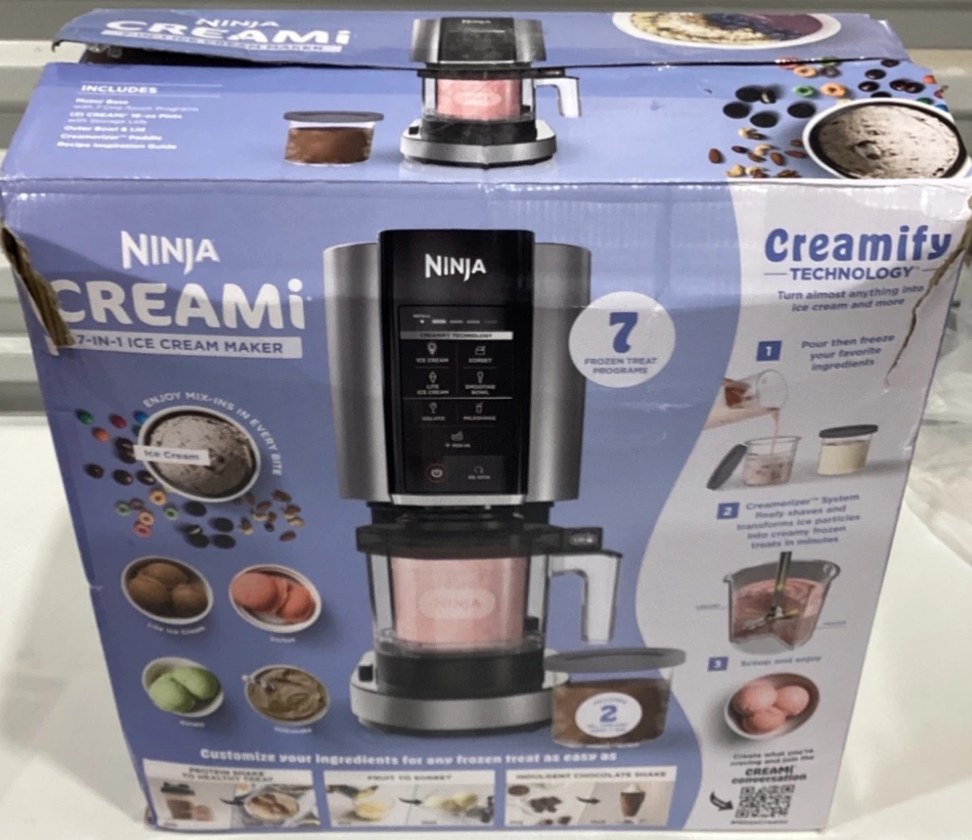 Ninja CREAMI 7-in-1 Ice Cream Maker—Cloud Silver Color (New Open Box)