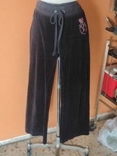 Y2K 90's Juicy Couture Juicy Crown Logo Black Velour Pants Sweatpants Size XS