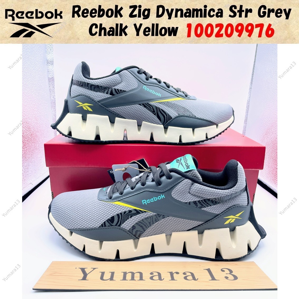 Reebok Zig Dynamica Str Grey Chalk Yellow 100209976 Men's Size