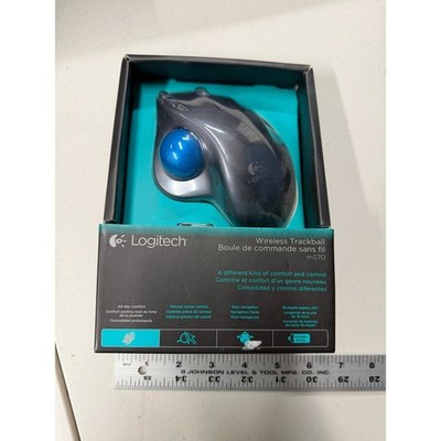 Logitech M570 Wireless Trackball Mouse Dark Gray Blue Ball 910-001799 Unifying