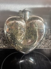 Large Antique Silver Mercury Glass Heart Ornament - 10 Inch Christmas Decor