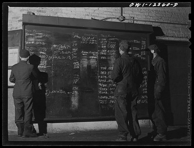 Chicago Illinois 1942 Workers Study Schedule Board Roundhouse Railroad Yard