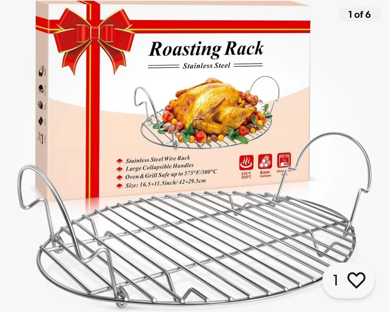 Roasting Rack Stainless Steel Oval Cooling Rack with Handle Wire Rack
Opens in a new window or tab