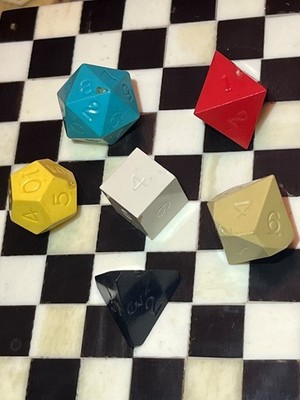 Vintage Gamescience set opaque multi-color rpg ad&d dice GENUINE VTG 010826cEA