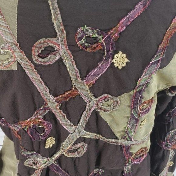 Ronnie Salloway Patchwork Button-Up Jacket L 100%… - image 4