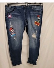 Vintage Disney Minnie Mouse Patches Denim Jeans Womens Sz 28 Distressed Stretch