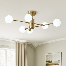 Modern Sputnik Chandelier Ceiling Light 6-Light Golden Flush Mount Ceiling Light