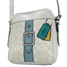 Condition Coach Shoulder Bag PVC White Signature CH200