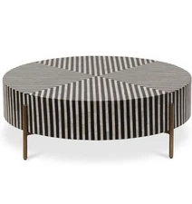 Moe's Home Collection Chameau 36" Round Iron/Resin Coffee Table in Multi-Color