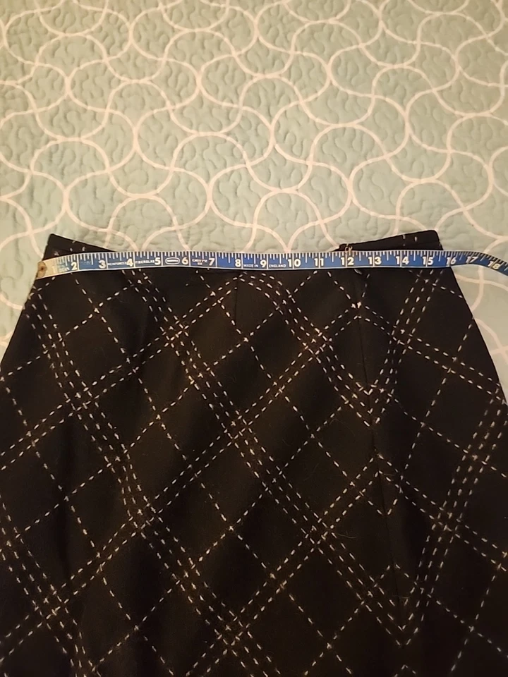 Dana BUCHMAN 10 码羊毛衬里黑白格子长裙 — 第 4/4 张图片