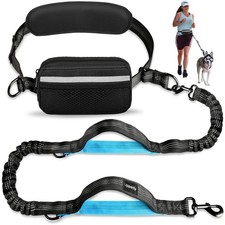 Hands-Free Dog Running Leash with Pouch, Dual Handle, Elastic Bungee for Dogs