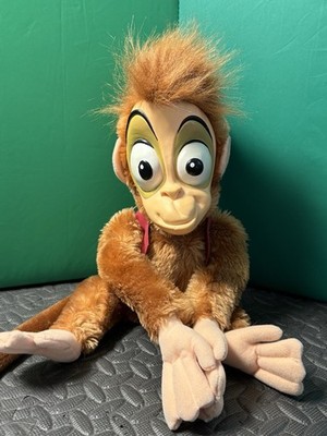 Vintage Disney Aladdin Abu Monkey Plush Stuffed Toy 1992 Mattel Red Vest 16''  